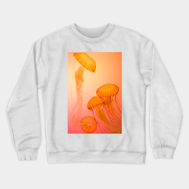 Orange Jellyfish Crewneck Sweatshirt by Sharply